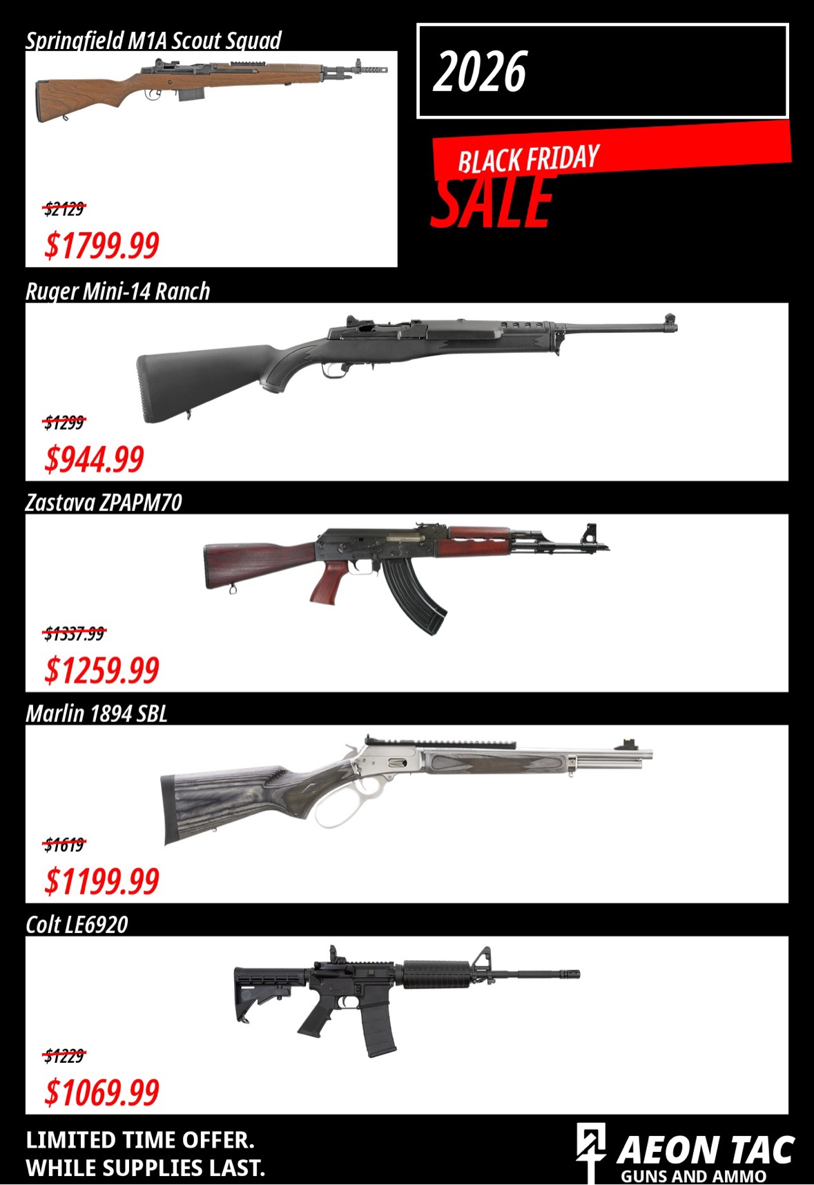 Rifle deals — Springfield, Ruger, Zastava, Marlin, Colt