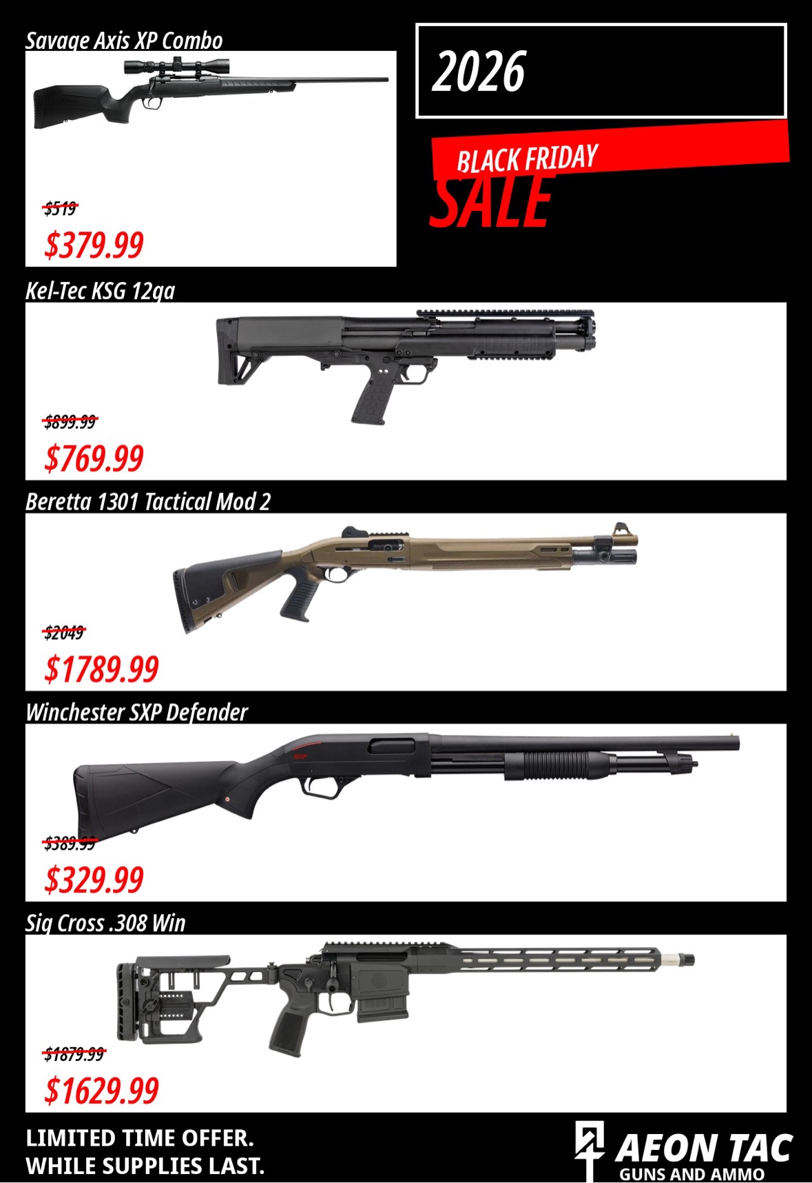 Shotgun and precision deals — Savage, Kel-Tec, Beretta, Winchester, Sig